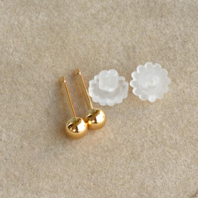 日本製 ピアス レディース 1ペア(2個) 丸玉 K18 18k 18金 刻印有り イエローゴールド ピンクゴールド ホワイトゴールド メール便OK モモダイヤ【送料無料】