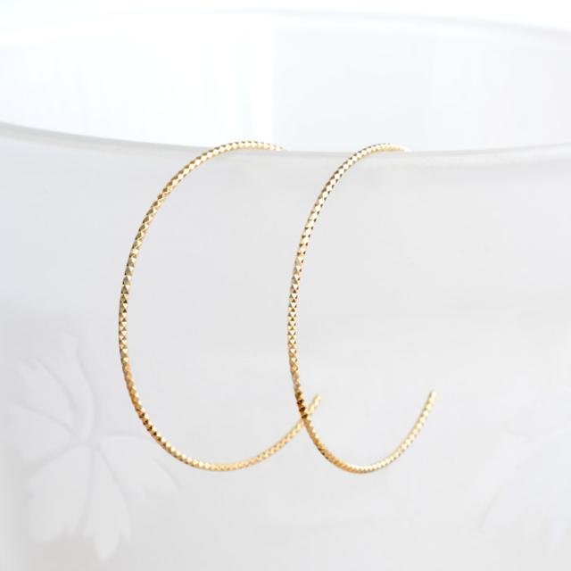 日本製 ピアス 18k 30mm フープピアス 18金 レディース K18 フープリング ニッケルフリー hoop earring 