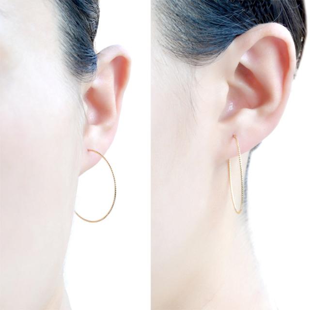 日本製 ピアス 18k 30mm フープピアス 18金 レディース K18 フープリング ニッケルフリー hoop earring 