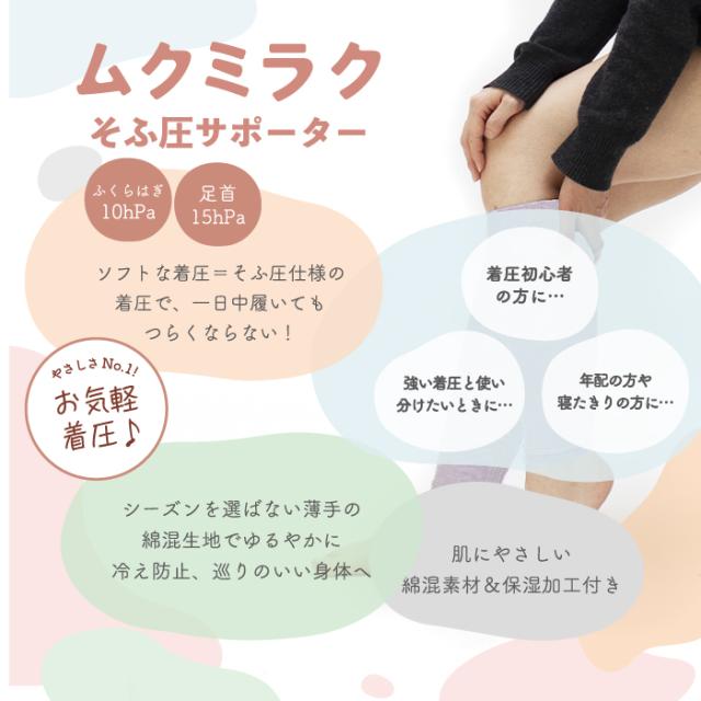 ムクミラク そふ圧サポーター　弱圧設計で履きやすい