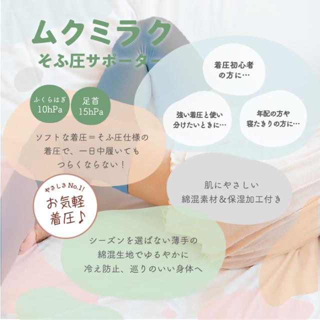 ムクミラク そふ圧サポーター　弱圧設計で履きやすい