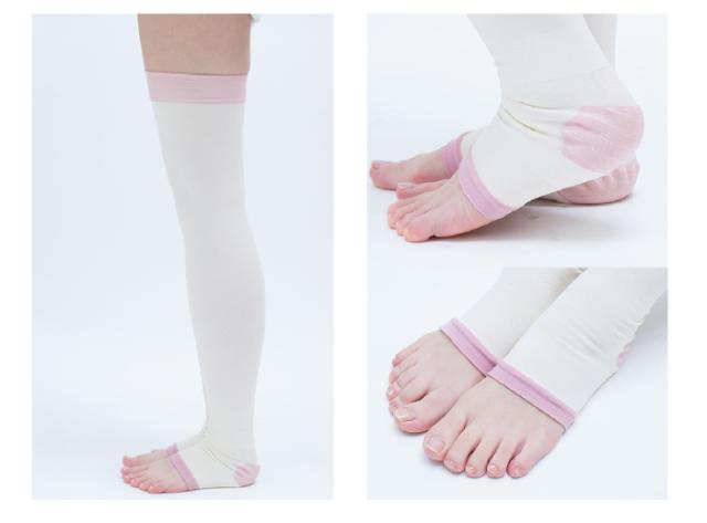 おやすみナイロンオーバーニーソックス　オープントゥ　着圧カルテ　メディックピエド
