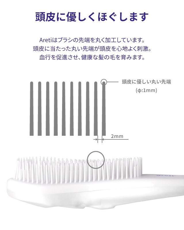ヘアブラシ携帯用デタングル多層設計ブラシ絡まない美髪スカルプケアマッサージAreti(アレティ)a673IDG