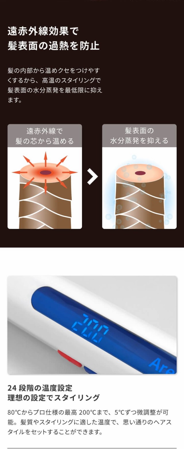 マイナスイオン ピュアセラミック ストレートアイロン 15mm 20mm Areti(アレティ) i628PCPH-WH i628PCPH-IDG i679PCPH-WH ヘアアイロン 海外対応 海外兼用