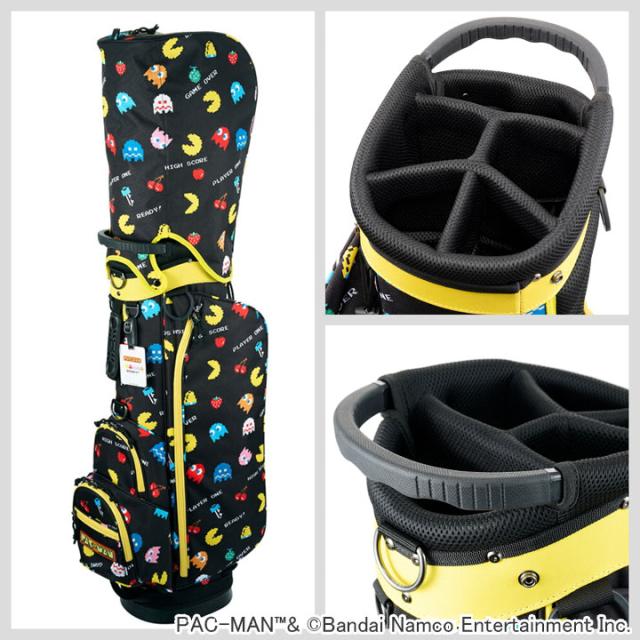 パックマン OCB0008 カートバッグ イエロー 9.5型 2.6kg スタンド式 5分割 47インチ対応 バンダイ ナムコ 公式 ゲーム キャラクター  PAC-MAN BANDAI NAMCO  ゴルフバッグ  カート式  キャディバッグ