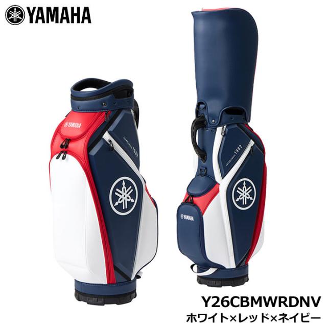 【2026モデル】ヤマハ Y26CBMWRDNV ミドルサイズキャディバッグ ホワイト×レッド×ネイビー  9.5型 47インチ対応 3.8kg YAMAHA 20p
