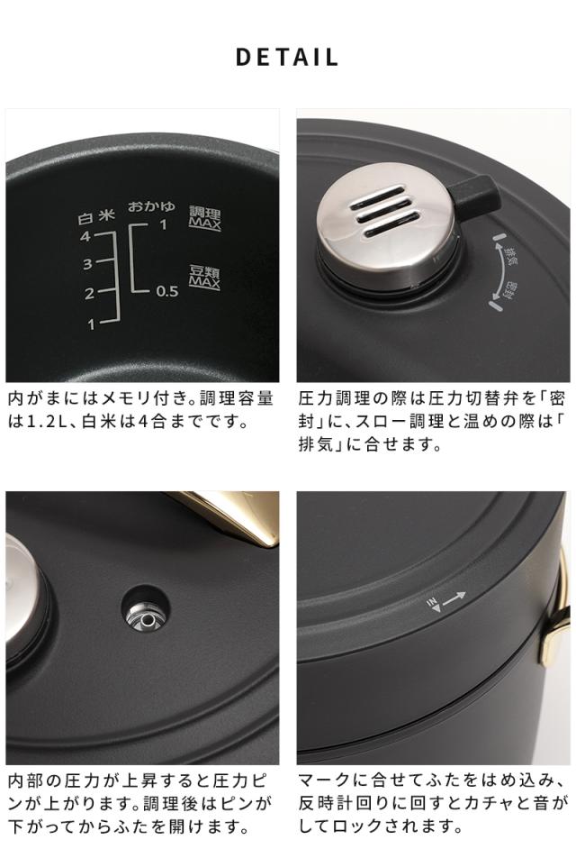 【特典付】 圧力鍋 電気 リデポット Re・De Pot 電気圧力鍋 2L PCH-20 圧力調理 炊飯器 4合 低温調理 スロー調理 無水調理 1.2L レシピ