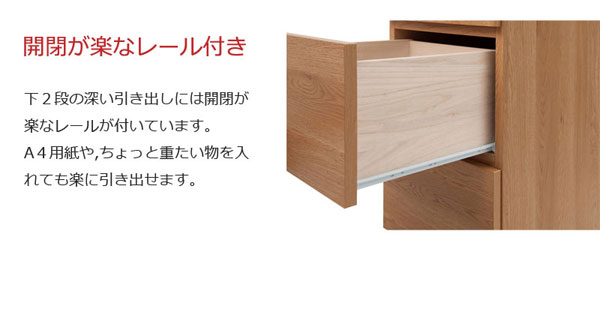 開閉が楽なレール付き