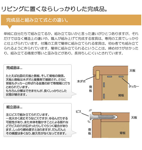リビングに置くならしっかりした完成品