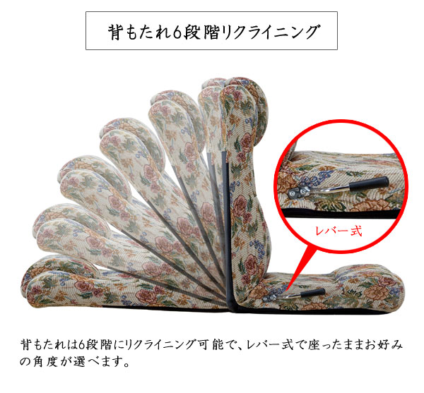 背もたれ6段階リクライニング
