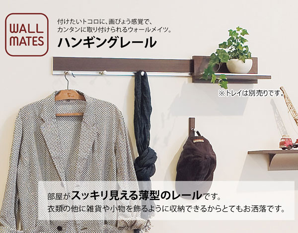 ハンギングレール 90cm 薄型レール ハンガーフック 簡単取付ウォールメイツ 洋服帽子掛け MR418/MR420