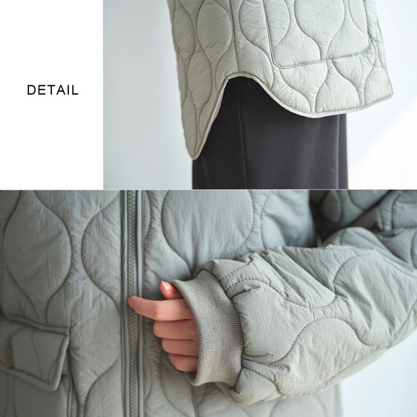 ラウンドカット/前開きファスナー/袖口リブ