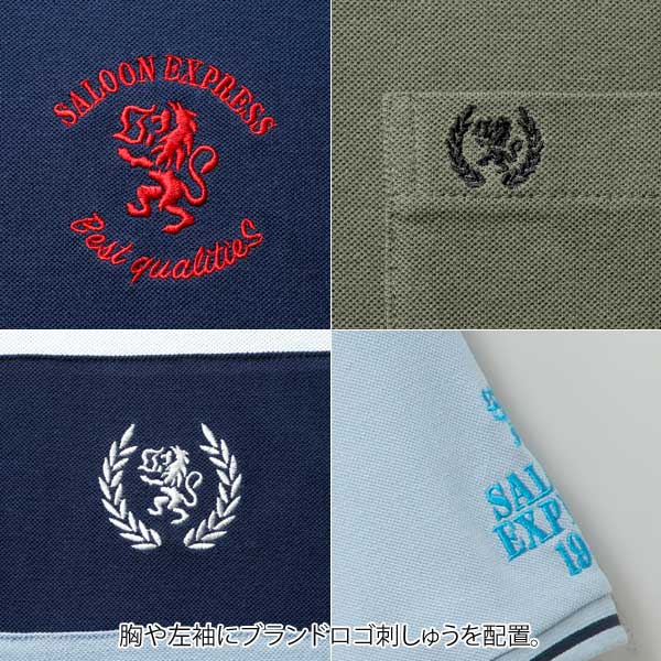 胸や左袖にブランドロゴ刺しゅうを配置。