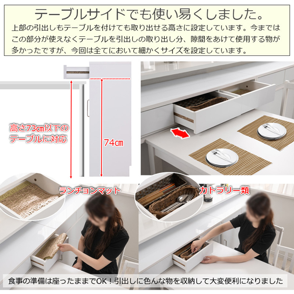 テーブルサイドでも使いえる引き出し