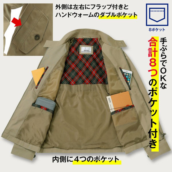 手ぶらでOKな合計8つのポケット付き