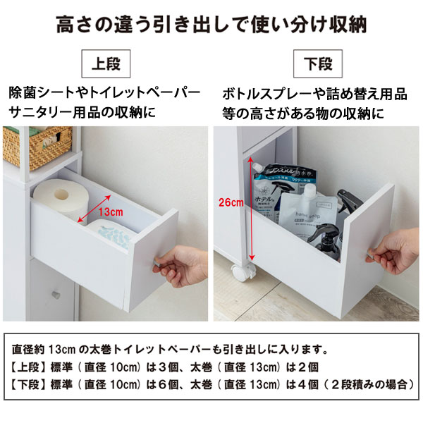 高さの違う引出しで使い分け収納
