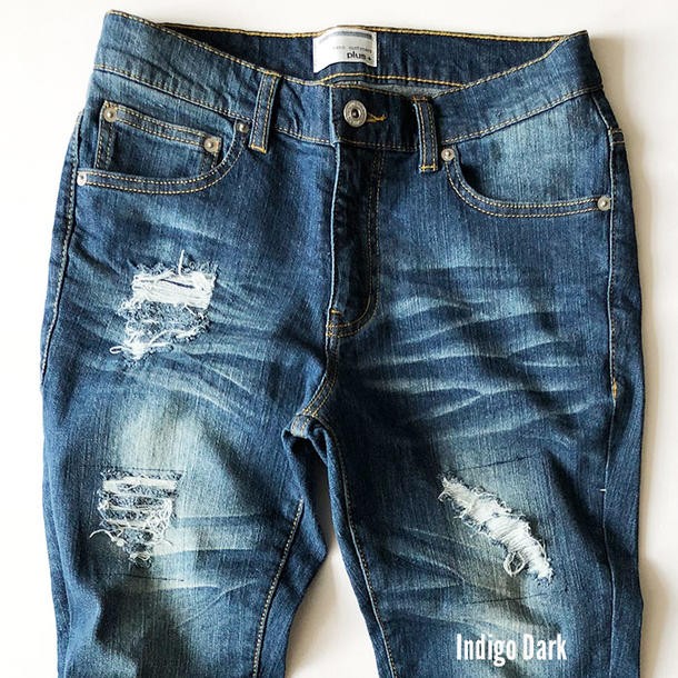 【boohoo】パッチワークダメージ加工ブリーチジーンズ ダメージ加工 クラッシュ パッチワーク[品番：RSCM0000857