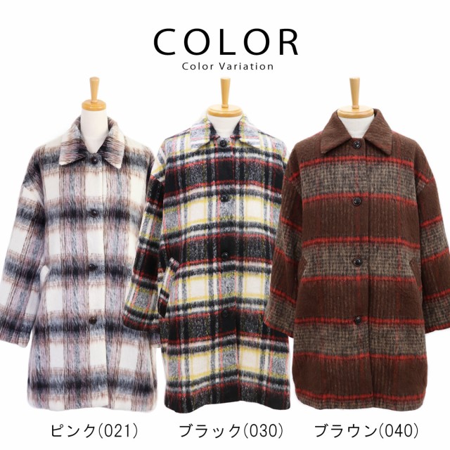 コート ジョンブル レディース Johnbull シャギーチェック柄