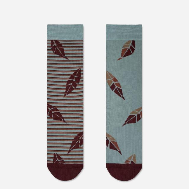 2nd PALETTE セカンドパレット woodcut デザインソックス 左右非対称 アシンメトリー オーガニックコットン moc003