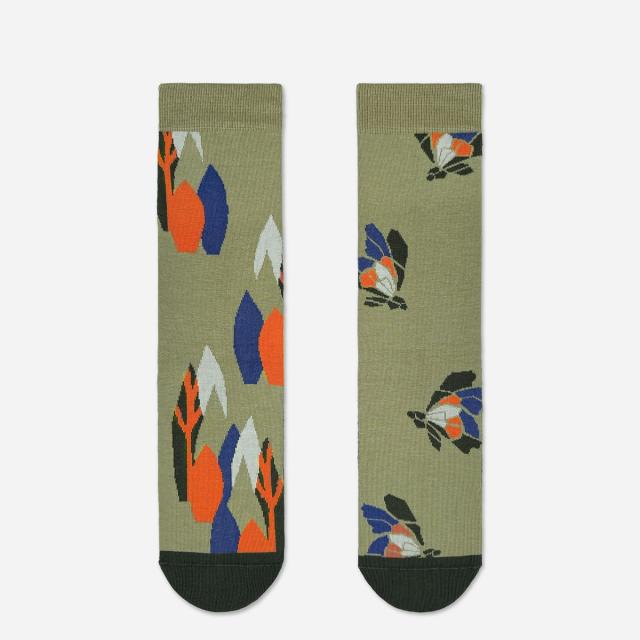 2nd PALETTE セカンドパレット orange garden デザインソックス 左右非対称 アシンメトリー オーガニックコットン moc004