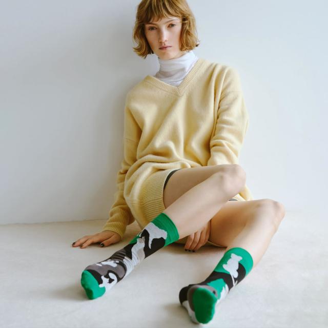 2nd PALETTE セカンドパレット my cat 猫柄ソックス 柄アップ 片足デザイン アシンメトリー MOC008