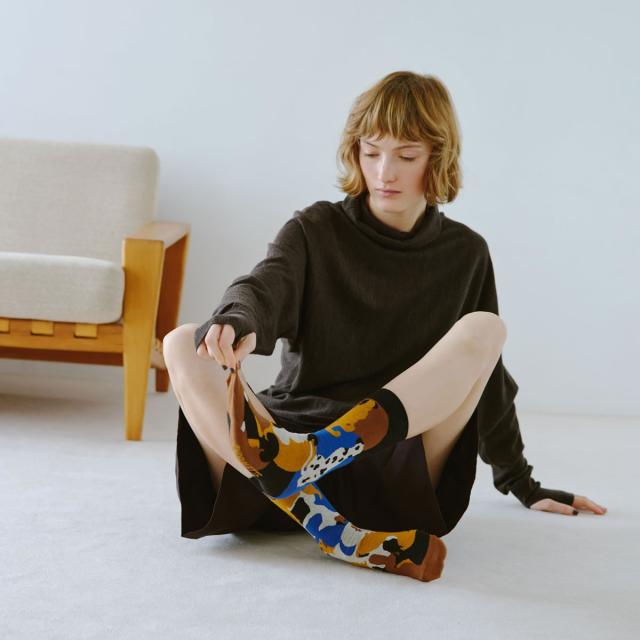 2nd PALETTE セカンドパレット my dog 犬柄ソックス 柄アップ 片足デザイン アシンメトリー moc009