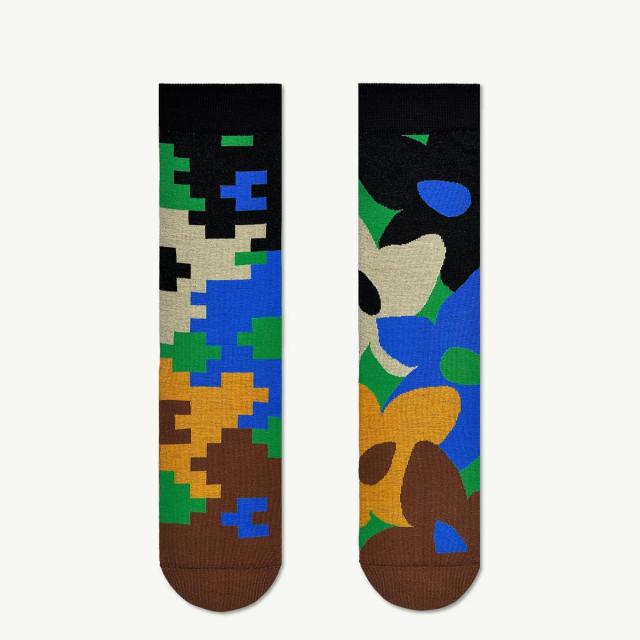 2nd PALETTE セカンドパレット pixel flower デザインソックス 左右非対称 アシンメトリー オーガニックコットン moc013