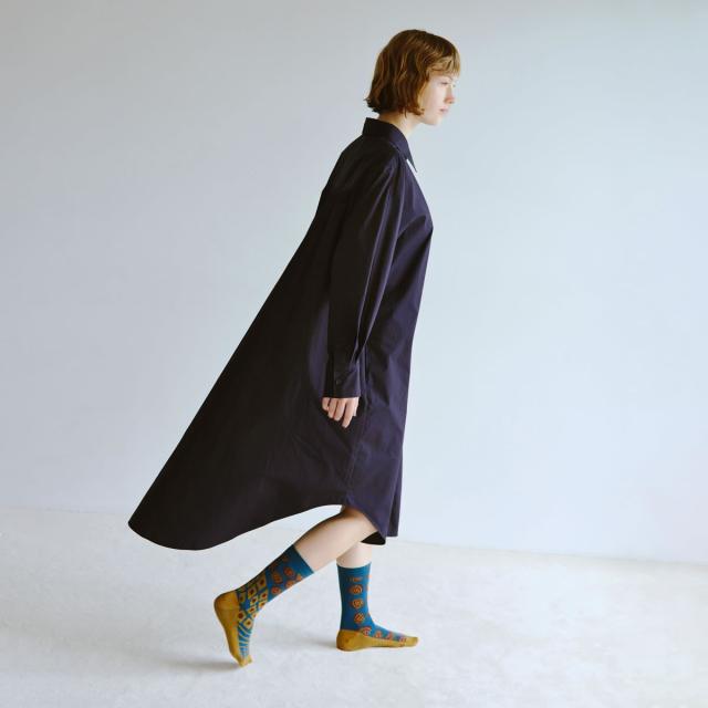 2nd PALETTE セカンドパレット エディ ミドルソックス 柄アップ 片足デザイン アシンメトリー moc014