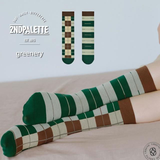 2nd PALETTE セカンドパレット グリーナリー アシンメトリー クルーソックス オーガニックコットン レディース 靴下 moc015