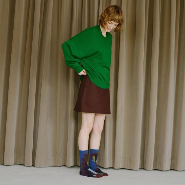 2nd PALETTE セカンドパレット ダスク バルーンソックス 柄アップ 片足デザイン アシンメトリー moc017