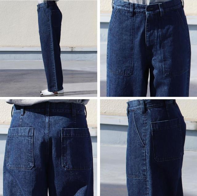 ベイカーパンツ  ジーンズ アップスケープ オーディエンス ワイドパンツ 13.75oz セルヴィッチ 青耳 ヴィンテージ ウォッシュ デニムパンツ Upscape Audience ( aud3550 )  ベーカーパンツ 日本製 メイドインジャパン ミリタリー 無地 メンズ おしゃれ アーベン