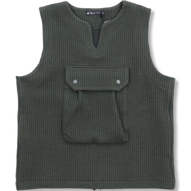 オーディエンス 尾州 コットンキルト ビッグポケット キーネックベスト
