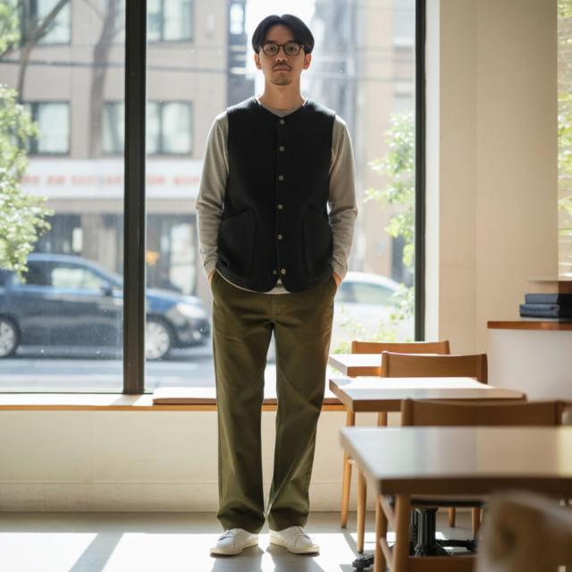 BIG JOHN ビッグジョン M803E 7.5oz 左綾チノクロス ゴールドマーセ加工 生地感