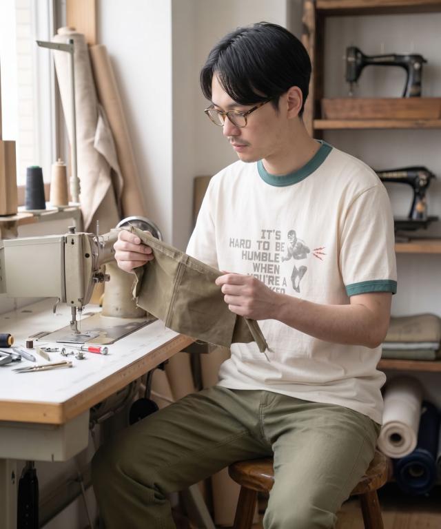 BIG JOHN リンガーTシャツ MTE017 丈夫なバインダーネックと配色リブのディテール
