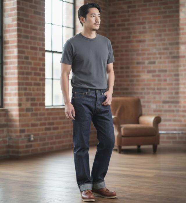 BIG JOHN BUCKAROO ジーンズ サイドシルエット ゆったりストレート