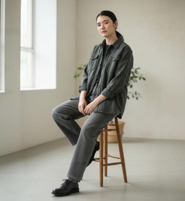 ビッグジョン CPOシャツ イカリボタン 海軍仕様 ディテール