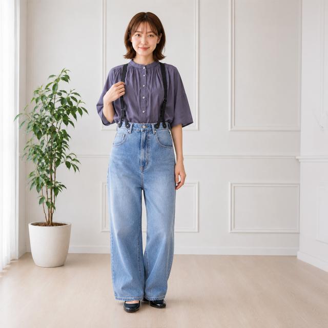 Brocante インドボイル シスフロンセシャツ チャコールグレー 18-9 レディース ナチュラルカジュアル 着用イメージ