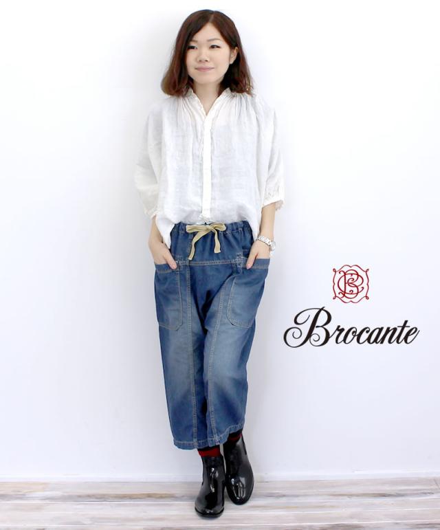 ブラウス ドミンゴ ブロカント Brocante DMG リネン グランシャツ 小振りな襟 麻 洗いざらし ハーフスリーブ トップス ドルマンスリーブ レディース Brocante ブラウス ドミンゴ ブロカント DMG リネン グラン