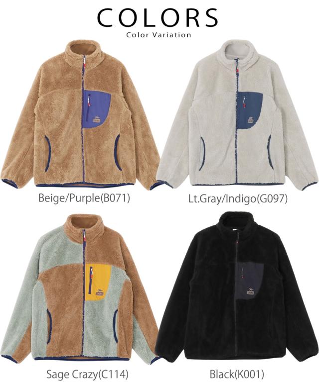 CHUMS ボンディングフリーススタンドカラージャケット ch04-1474 カラー展開一覧画像