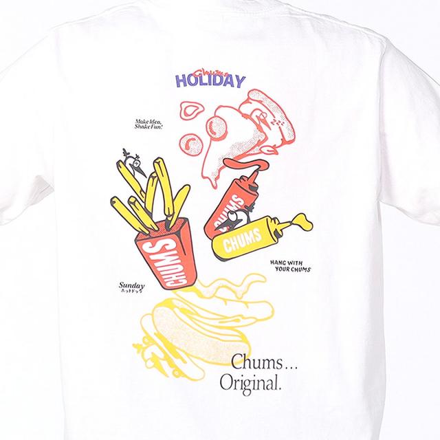 CHUMS アンチバグファストフードポケットTシャツ 生地拡大 ディテール