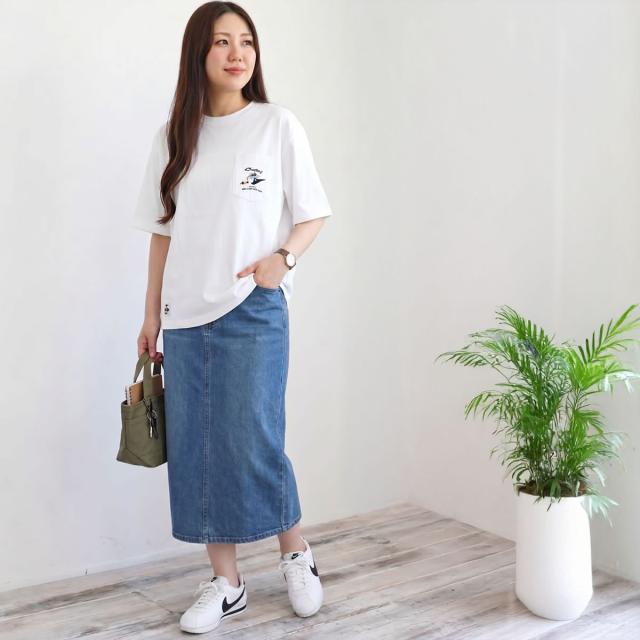 CHUMS チャムス オーバーサイズ メイドフォーファン！ポケットTシャツ WhiteBlack 着用イメージ メンズ