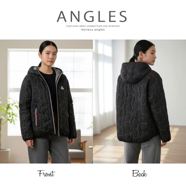 CHUMS レディース着用 ブービーステッチパデッドパーカー 正面と背面 シルエット参考