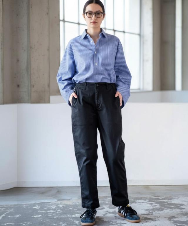 D.M.G ドミンゴ 14-373T 着用イメージ レディース テーパードパンツ コーデ