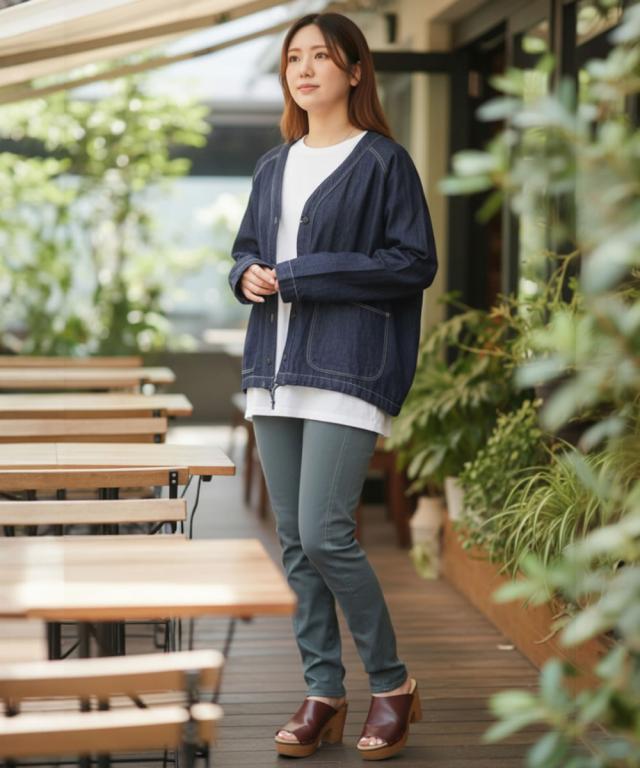 DMG デニムカーディガン 着用レビュー 前後差丈