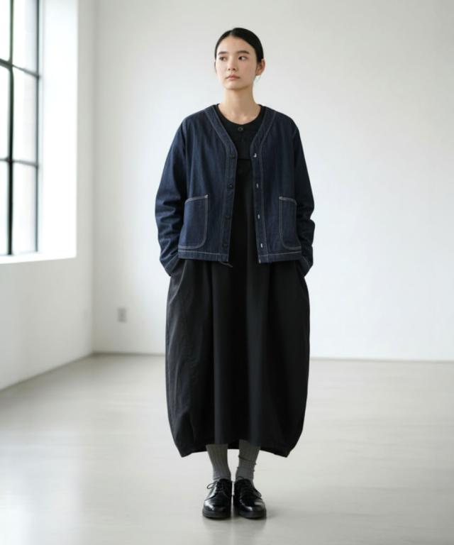 ドミンゴ デニムカーディガン サイドシルエット レディース