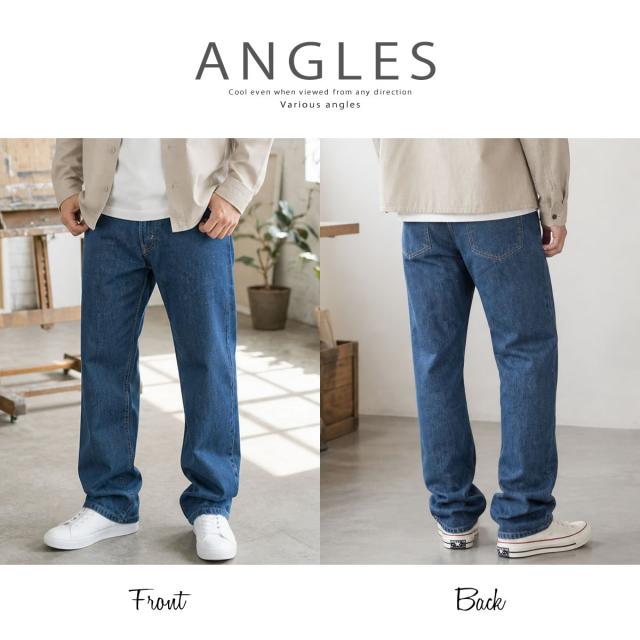 EDWIN 404 ゆったりストレートジーンズ ワンウォッシュ メンズ バックシルエットと背面デザイン