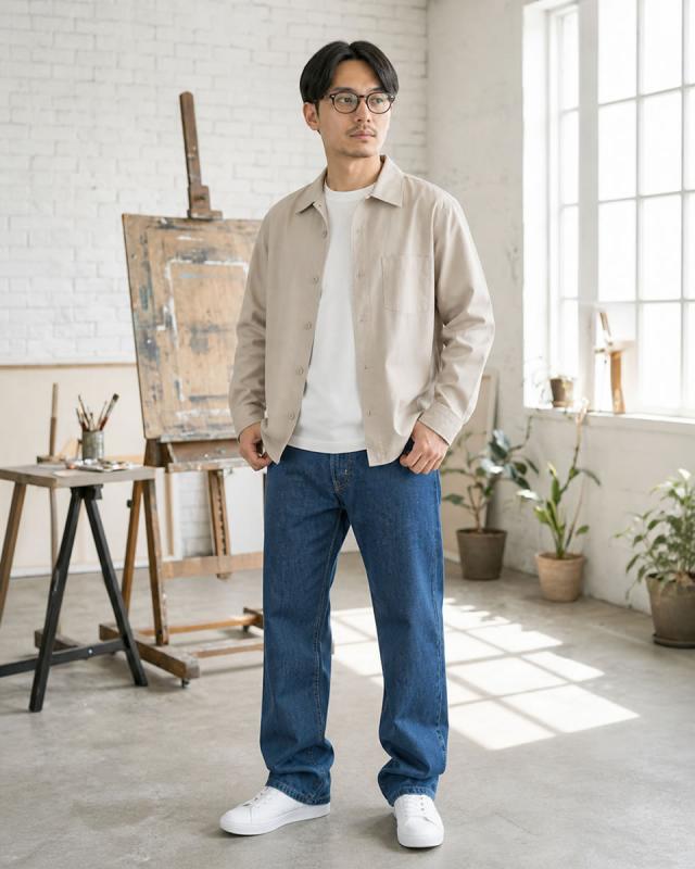 EDWIN 404 ゆったりストレートジーンズ フロントポケットとリベットの拡大ディテール