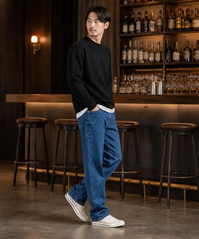 EDWIN 404 ゆったりストレートジーンズ サイドシームとステッチの丁寧な縫製ディテール