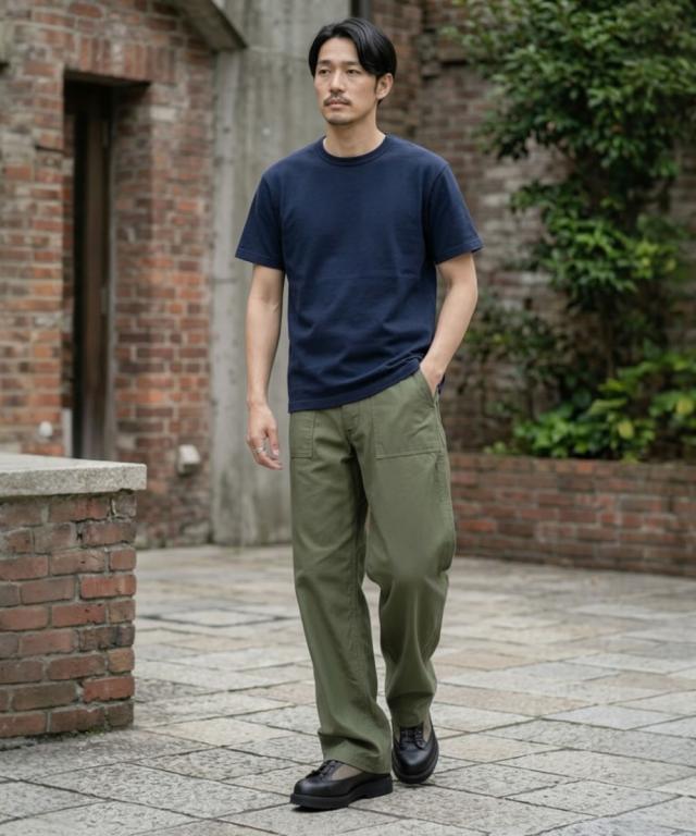 FOB FACTORY F0540 アジャスター付き バックサテン ベイカーパンツ