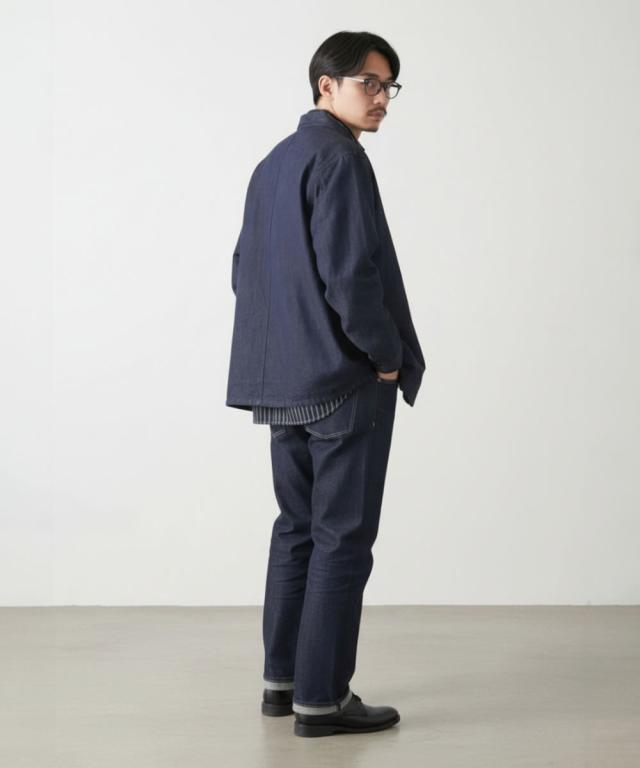 FOB FACTORY F2447 デニムカバーオール 着用イメージ ワンウォッシュ Lサイズ メンズ